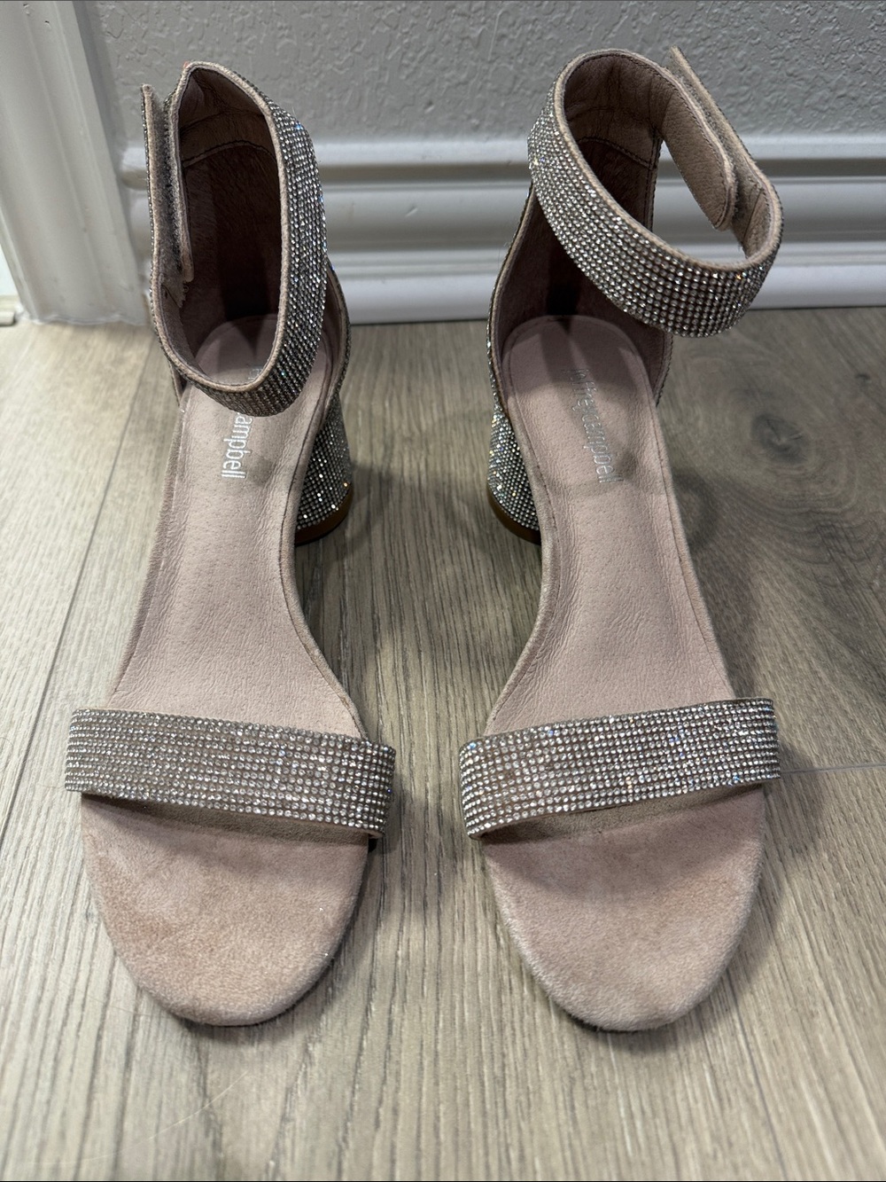 Jeffrey Campbell Sparkle Suede Ankle-Strap Sandals - Blush